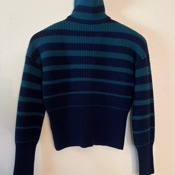 Trina Turk Sweater - Women's Small Navy Blue Green - Zip Turtleneck Pullover - Picture 5 of 12